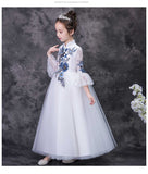 Kid Baby Girls Classical Standing-Collar Embroidery Party Dresses