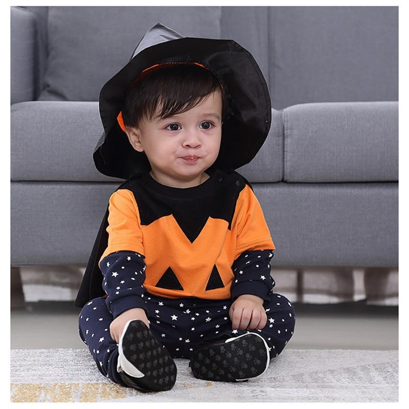 Baby Boy Girl Halloween Suit With Hats Pumpkin 3 Pcs