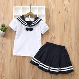Kid Girl School Uniform Sets Cotton 2 Pcs