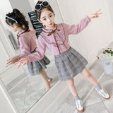 Kid Baby Girl Long Sleeve Gird Skirt Casual Dresses 2 Pcs Sets