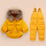 Baby Girl Russian Winter Jumpsuit Down Jacket 2 Pcs Sets
