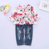 Kid Baby Girl Short Sleeve Floral Crop Sets 2 Pcs