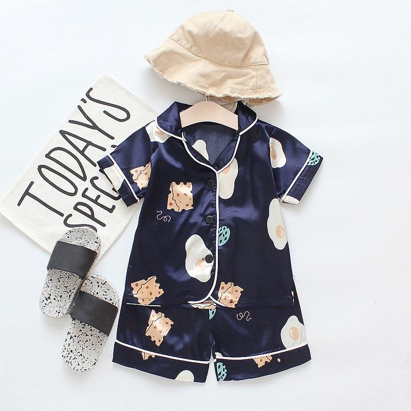 Baby Boy Girl Pajamas Set Summer Sleepwear Cartoon Printed Tops+Shorts 2 Pcs - honeylives