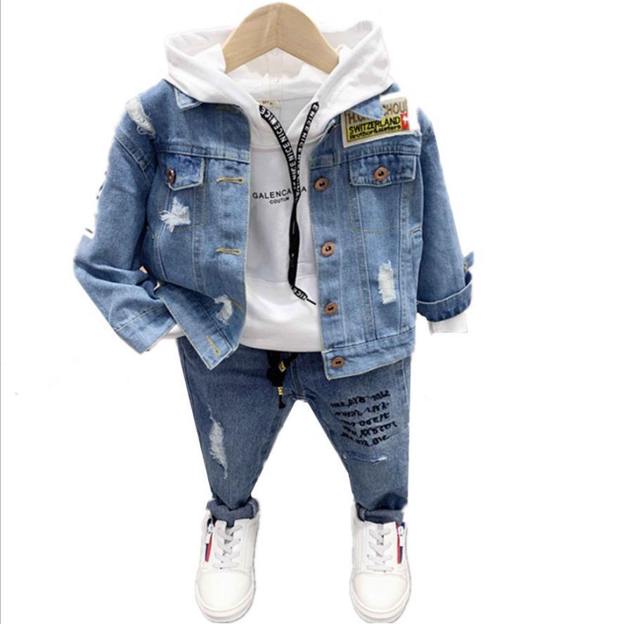 Kid Baby Boys Girl  New Denim Jacket 3pcs/ Sets