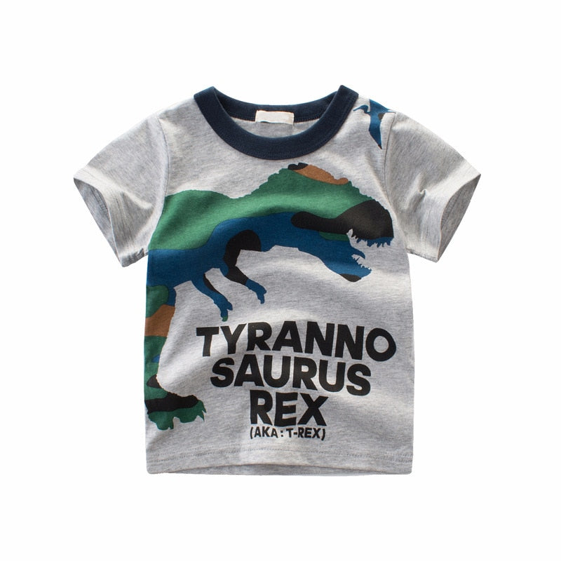 Kid Baby Boy Shirts Dinosaur Print Short Sleeve Tops T-Shirt