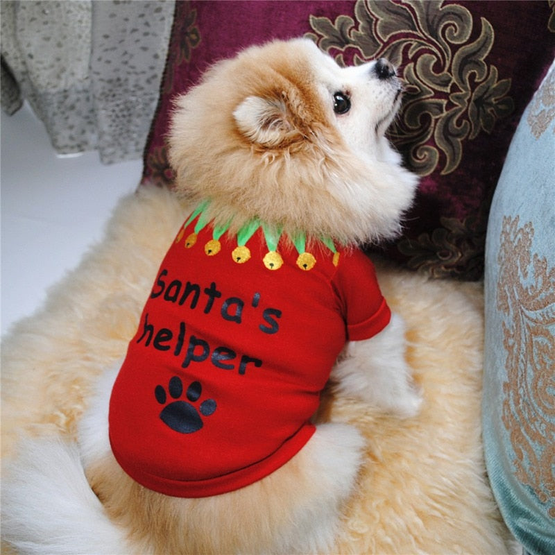 Christmas Winter Costume Pet Cat Clothes Santa Costume