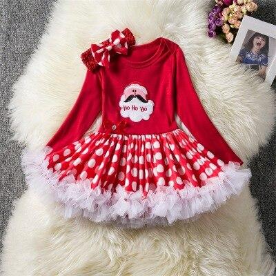 Baby Girl Santa Claus Pattern Red Polka  Dresses