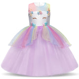 Cosplay Kid Girl Mid-Calf Tulle Princess Unicorn Dress