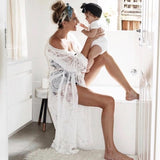 Maternity Crochet Lace Photography Props Long Dresses