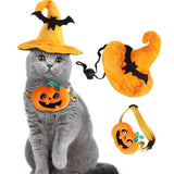 Pet Cute Cat Collar Pumpkin Cat Collar Hat Set Party