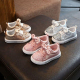 Kid Baby Girls Casual Sneaker Bow Sequin Anti Slip Shoes