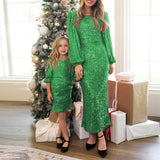 Sequin Party Long Dress Family Matching Mother-Daughter Dresses