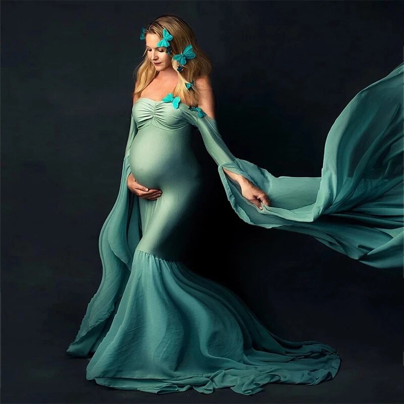 Maternity Sexy Strapless Dresses Photography Props Dress