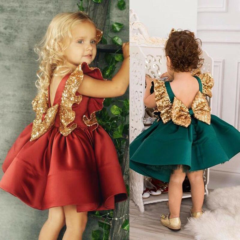 Toddler Girl Party Pageant Wedding Bridesmaid Gown Big Bowknot Ruffles Formal Dress - honeylives