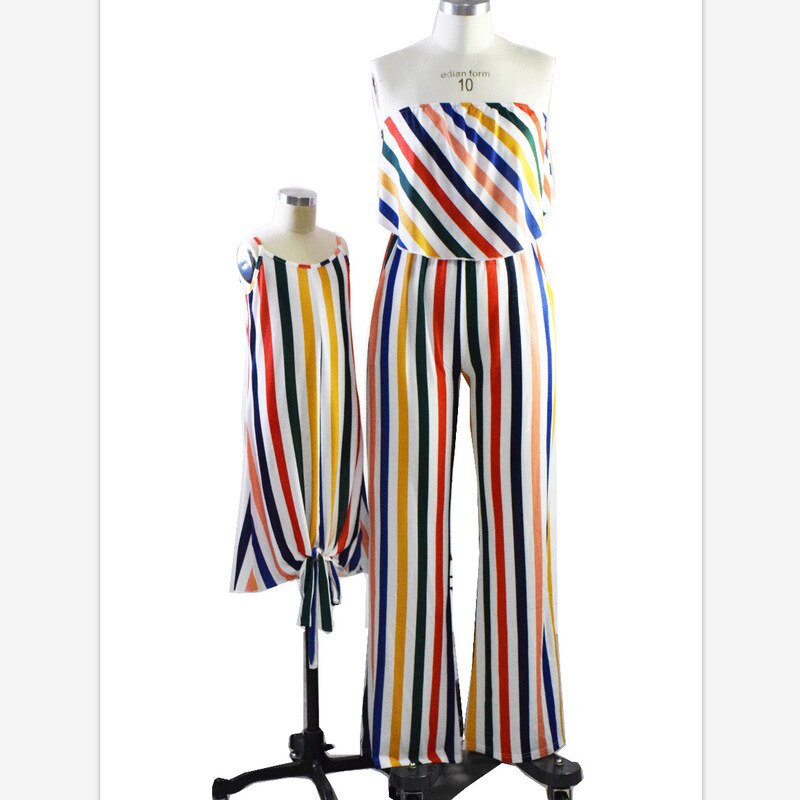 Family Matching Dress Stripe Sleeveless Rompers