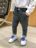 Kid Boy Denim Long Pants Casual Elastic Waist Trousers Jeans