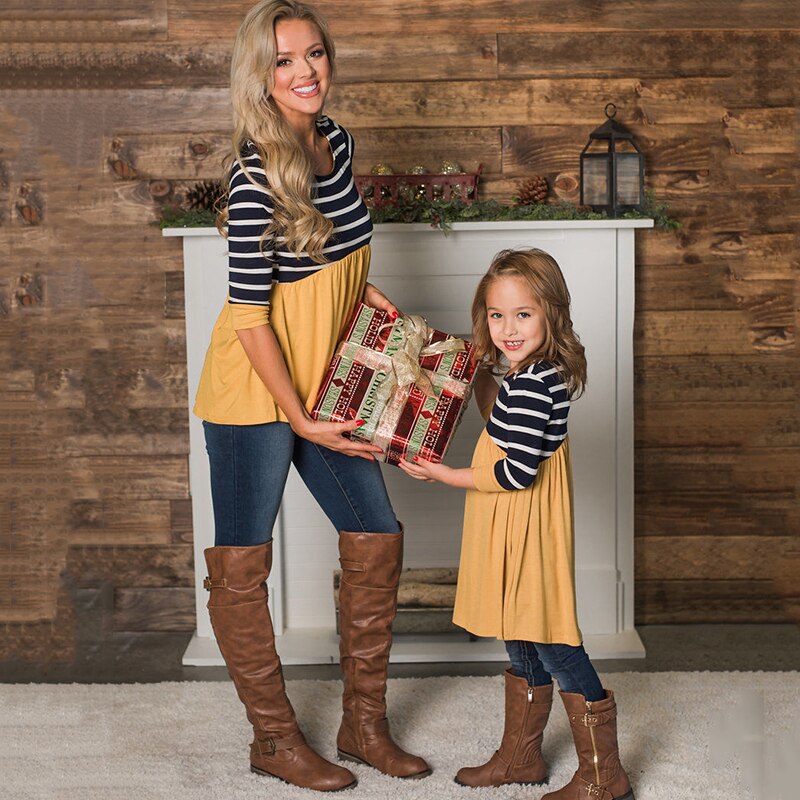 Family Matching Fashion Mother Daughter Tops Shirt Dress