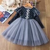 Kid Baby Girl Princess Heart Pattern Long Sleeve Dresses