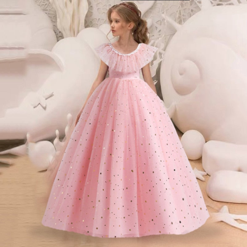 Kid Girls Flower Princess Tulle Formal Pageant Ball Gowns Dresses