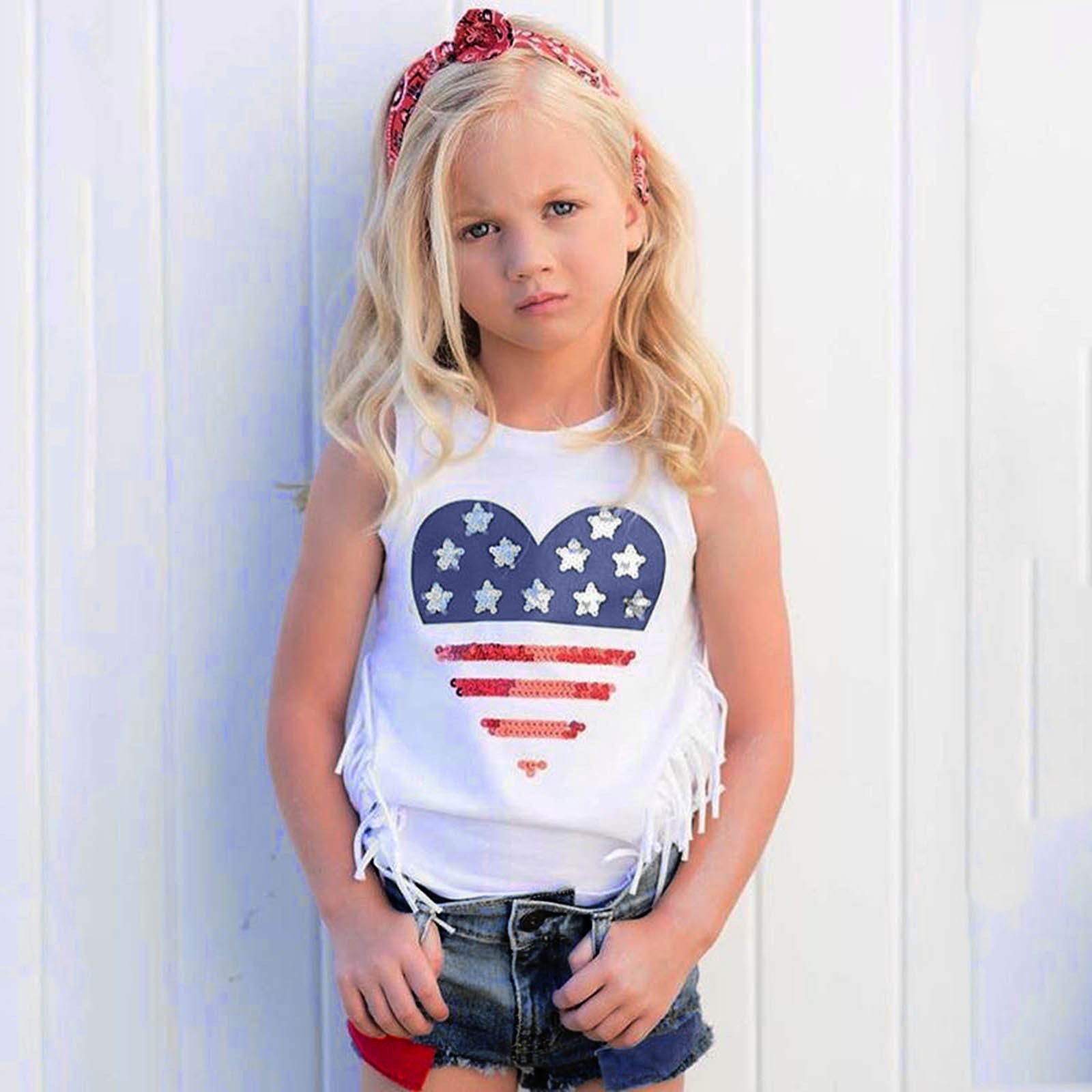 Kids Baby Girl 4th Of July Short Sleeve independence Day Sets