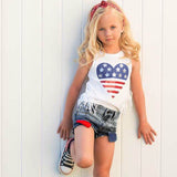 Kids Baby Girl 4th Of July Short Sleeve independence Day Sets