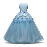 Kid Girls Long Prom Gowns Princess Pageant Formal Tulle Dress