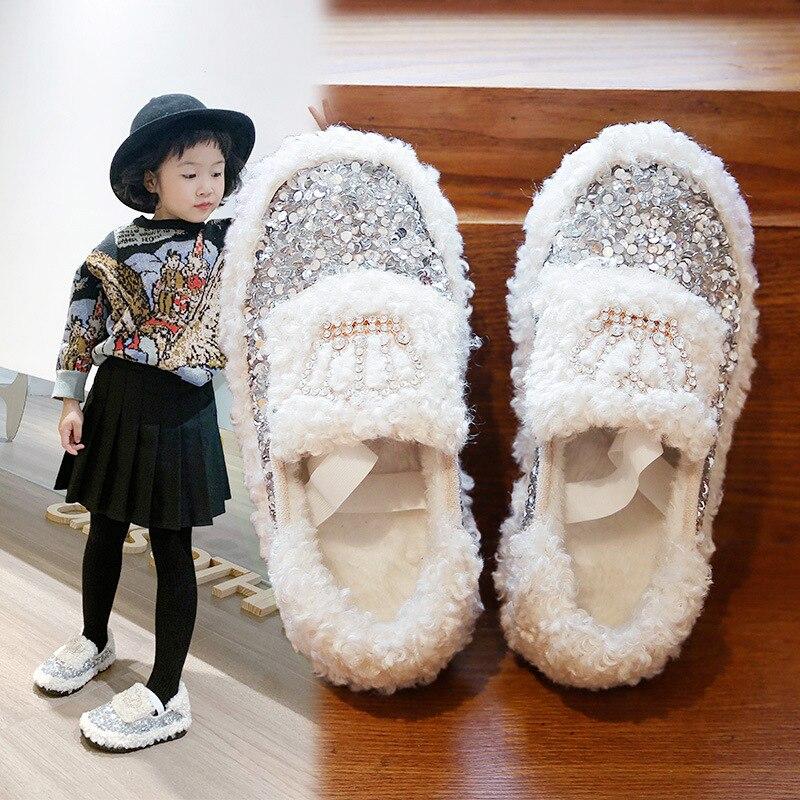 Baby Girls Hair Shoes Children Warm Princess Cotton Shoes