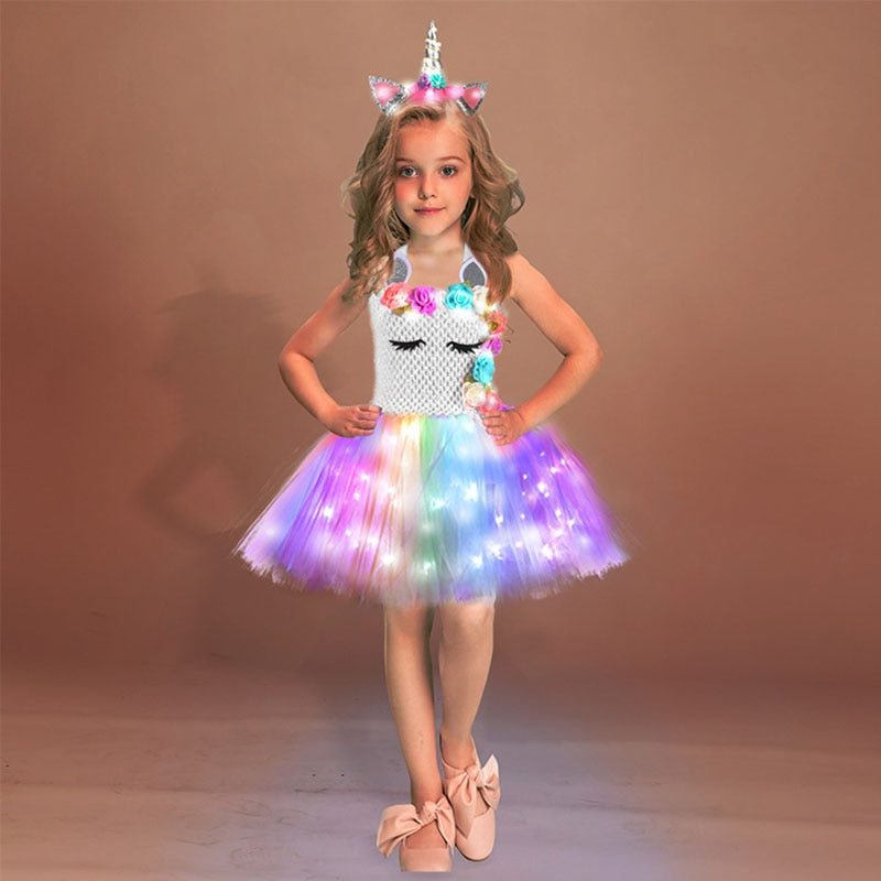 Kid Girls Shiny Unicorn Dresses
