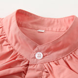 Kid Baby Girls Blouse Pleated Sleeve Ruffled Collar Shirts