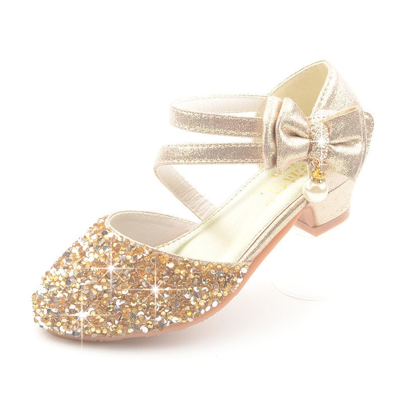 Gril Glitter  Heels Bow Sandals Shoes