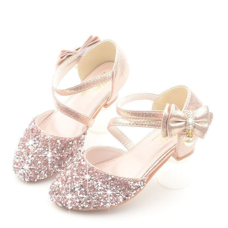 Gril Glitter  Heels Bow Sandals Shoes