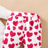 Baby Girls Suit Cotton Love Print Valentine Sets 3 Pcs