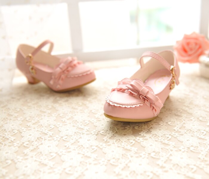 Girls Sandals Fashion Lace Butterfly Knot Female Child High Heels Shoes