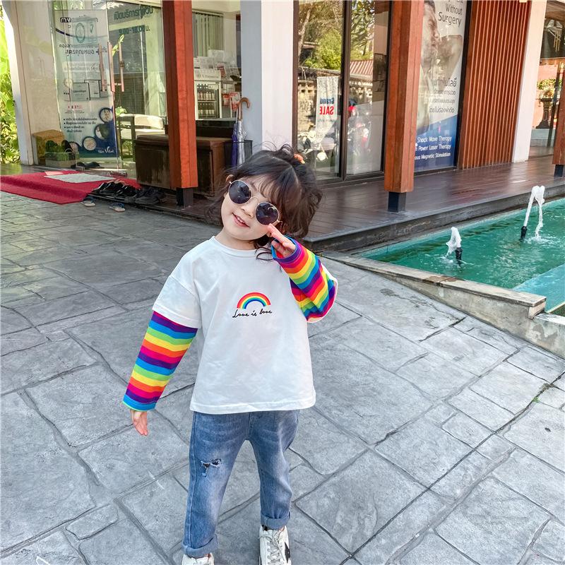 Kid Baby Girl T-shirt Casual Colorful Striped Long Sleeve Tops