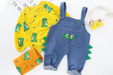 Kid Baby Boys Sets Dinosaur Printed Top + Denim Overalls 2Pcs Suits