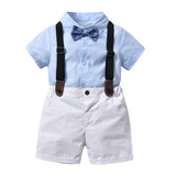 Baby Boys Birthday Formal Suit Bowtie Overall 2 Pcs Sets