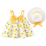 Baby Girls Summer Casual Strap Dress With Hats
