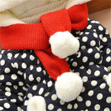 Baby Girl Ear Decor Fleece Dots Long-sleeve Hooded Cotton Coat