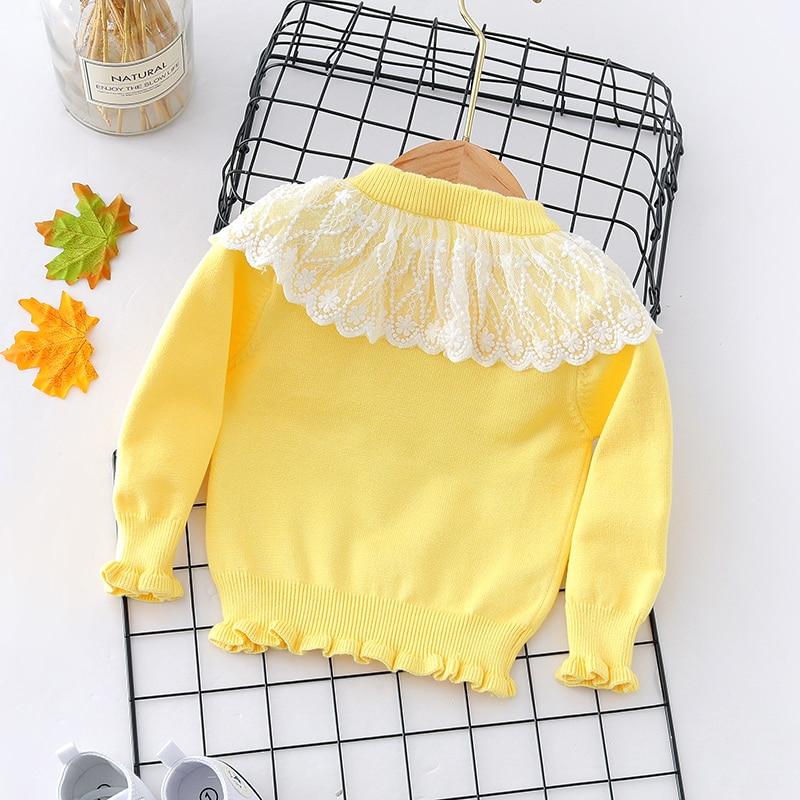 Kid Baby Girl Lace Collar Ruffled Solid Knitted T-shirt