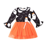 Kid Baby Girl Halloween Print Long Sleeve Tutu Party Dresses