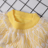 Kid Baby Girl Lace Collar Ruffled Solid Knitted T-shirt