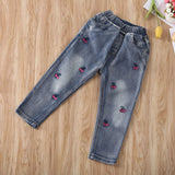 Kid Baby Girls Casual Floral Printed Jeans Pants