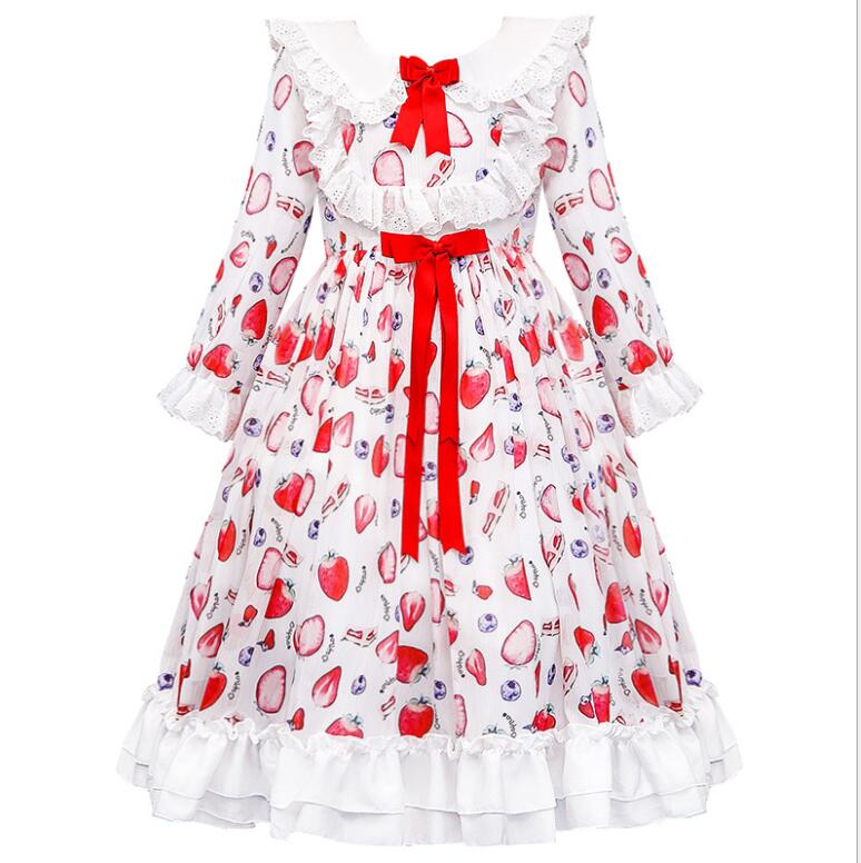 Kid Girls Princess Print Lolita Wedding Teenage Dress