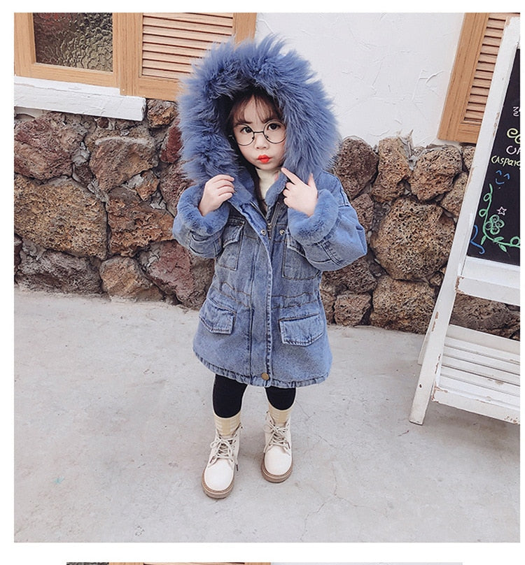 Kid Baby Girl Winter Denim Jacket Denim Coat