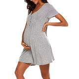 Maternity Short Sleeve single-breasted Dresses