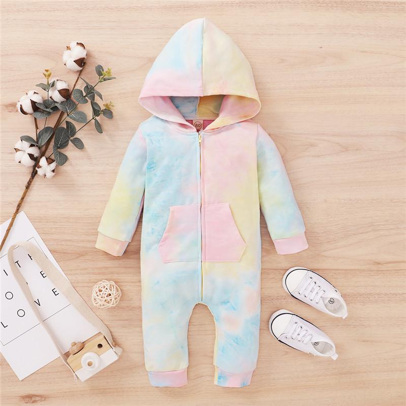 Baby Boy Girl Rompers Cute Infant Print Hooded Jumpsuits
