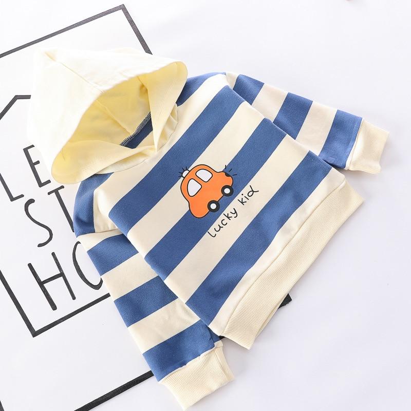 Kid Baby Boys Cloth Stripe Casual Hooded 2Pcs/sets