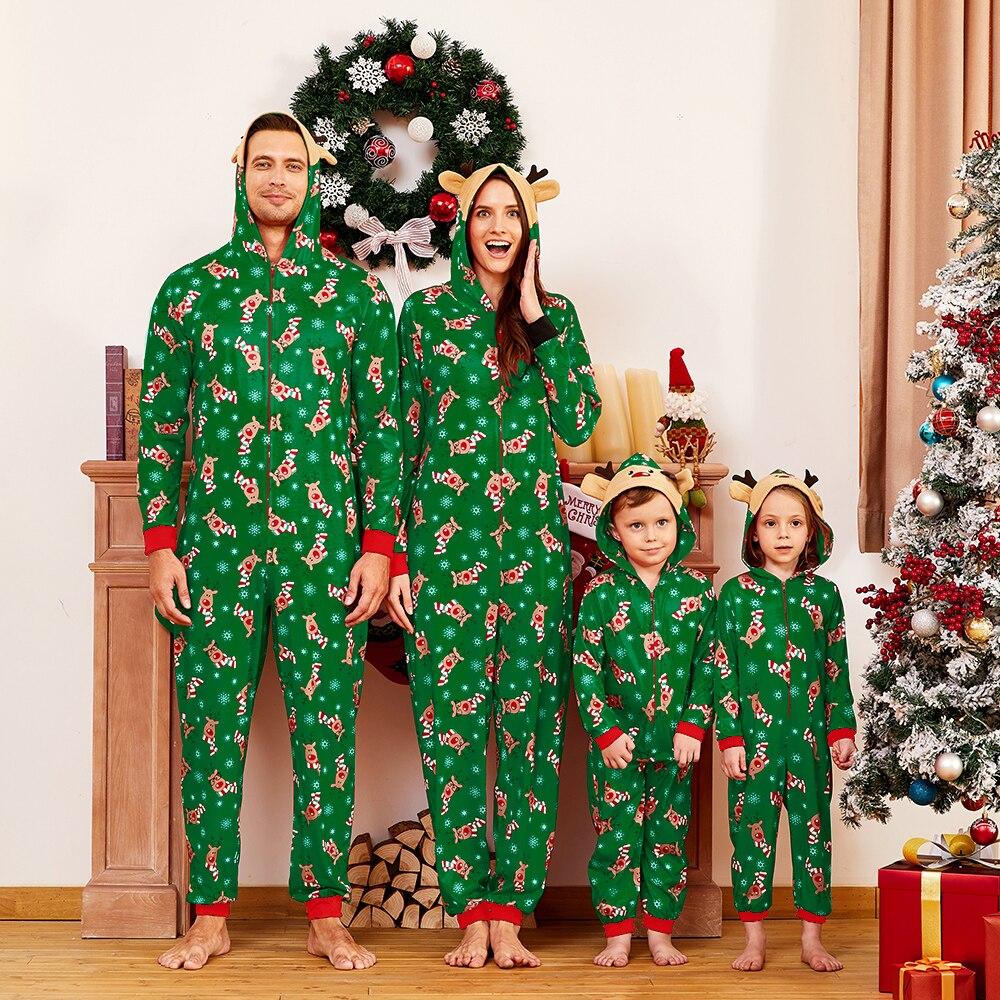Reindeer Christmas Family Matching Pajama Dad Mom Kid Baby