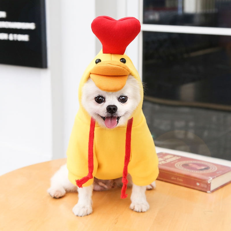 Pet Dog Winter Warm Clothes Cute Duck Shape Plush Coat