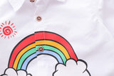 Kid Baby Boys Girls Shirts Cute Rainbow Pattern Cotton Blouses